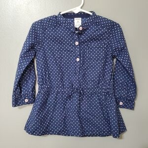5/$25 Carter's Blue Polka Dot Toddler Shirt Girls Size 2T